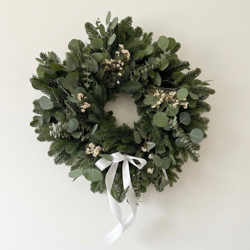 h potter pearl and pine noble fir and eucalyptus fresh christmas wreath