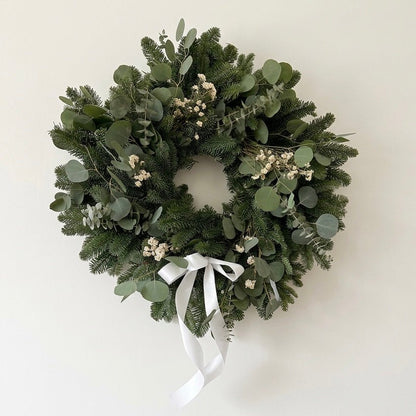 h potter pearl and pine noble fir and eucalyptus fresh christmas wreath