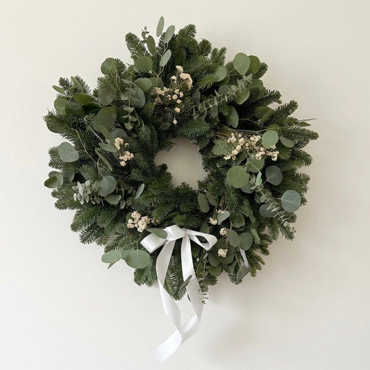 h potter pearl and pine noble fir and eucalyptus fresh christmas wreath