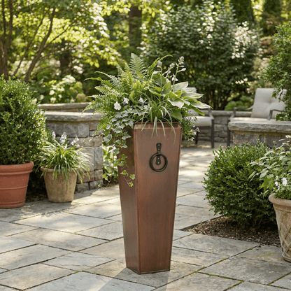 H Potter Santa Fe Tall Planter Set | Antique Copper Indoor Outdoor Planters