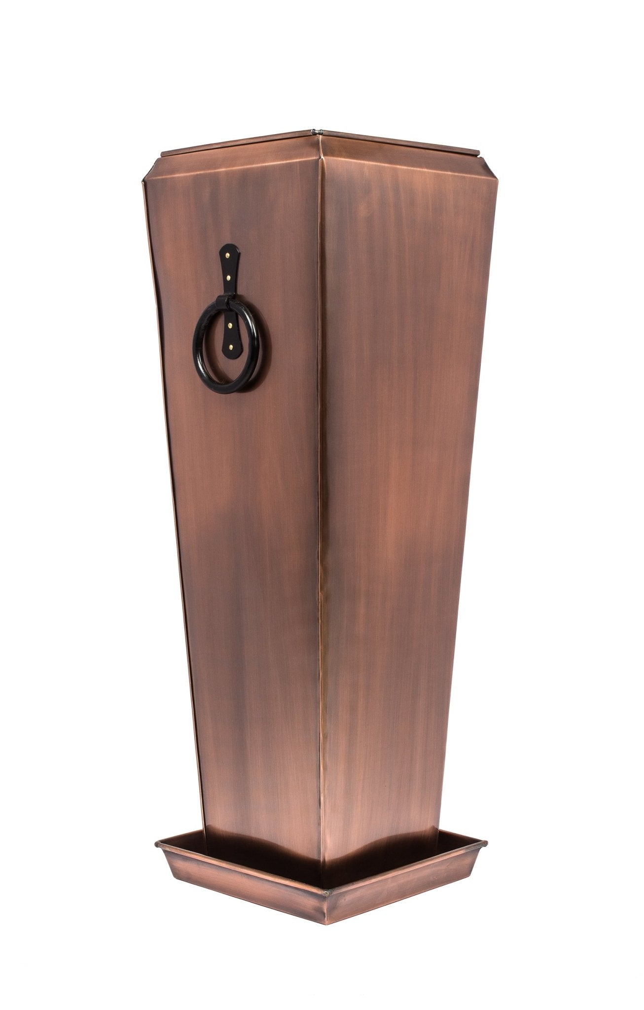 H Potter tall copper planter with drainage tray, indoor outdoor garden flower container for front door decor