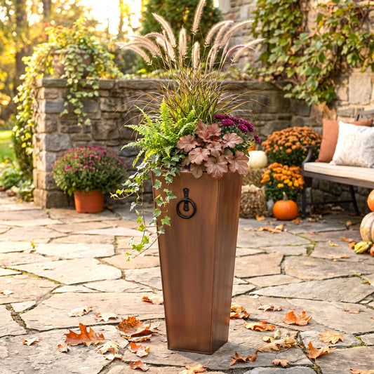 H Potter Santa Fe 35" Tall Planter | Large Antique Copper