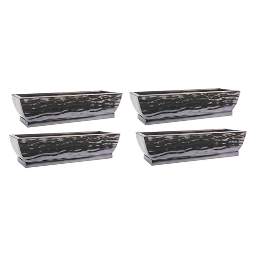 Warehouse Deals H Potter Set of 4 Planters in Black Nickel Finish