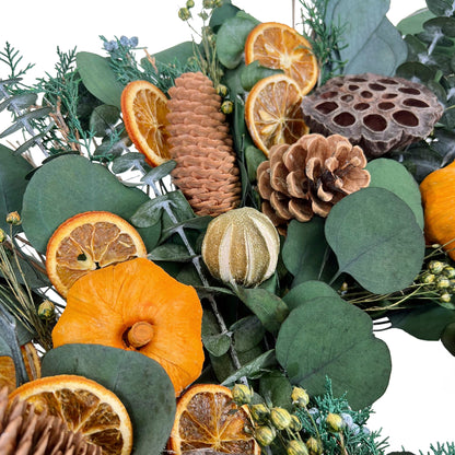 H Potter preserved fall wreath close up view