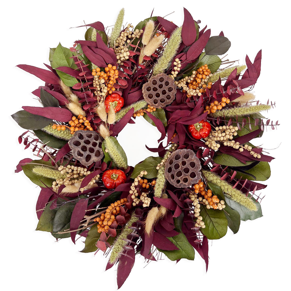 H Potter Preserved Fall Wreath – Twilight Grove 20 Inch on white