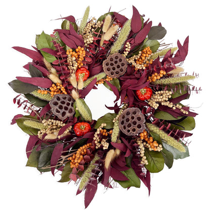 H Potter Preserved Fall Wreath – Twilight Grove 20 Inch on white