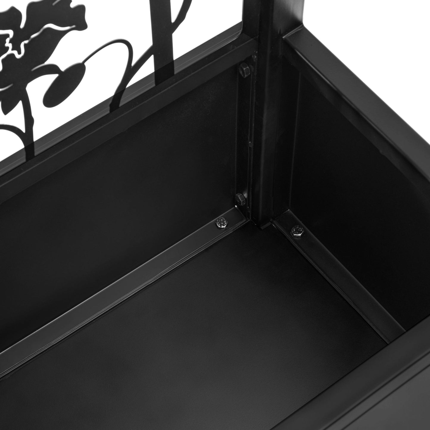 H Potter Rose Trellis Planter Privacy Screen in Black inside of planting box