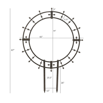 H Potter round garden trellis GAR579 dimension drawing showing height width and measurements