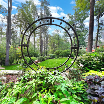 H Potter Garden Trellis Wrought Iron Round Metal Yard Art in garden landscape setting