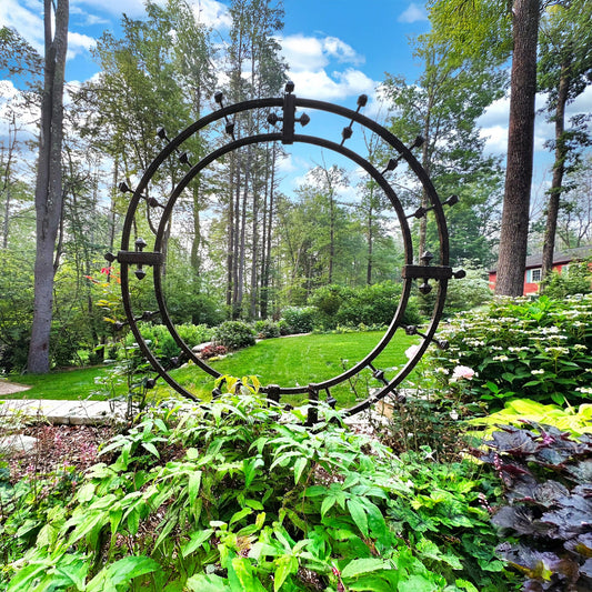 H Potter Garden Trellis Wrought Iron Round Metal Yard Art in garden landscape setting