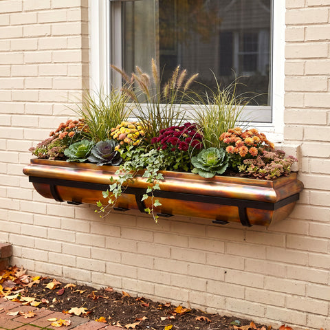 48-Inch Rustic Copper Window Box with Metal Frame | H Potter