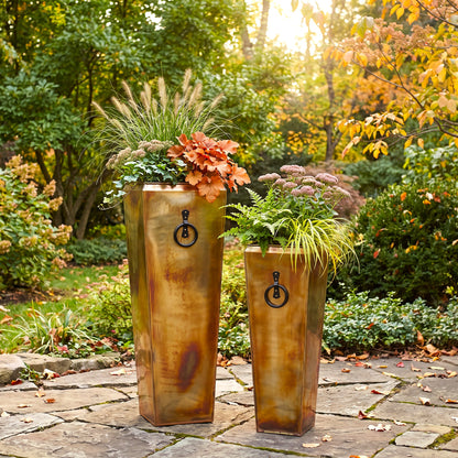 H Potter Santa Fe Tall Planter Set | Rustic Copper Indoor Outdoor Planters