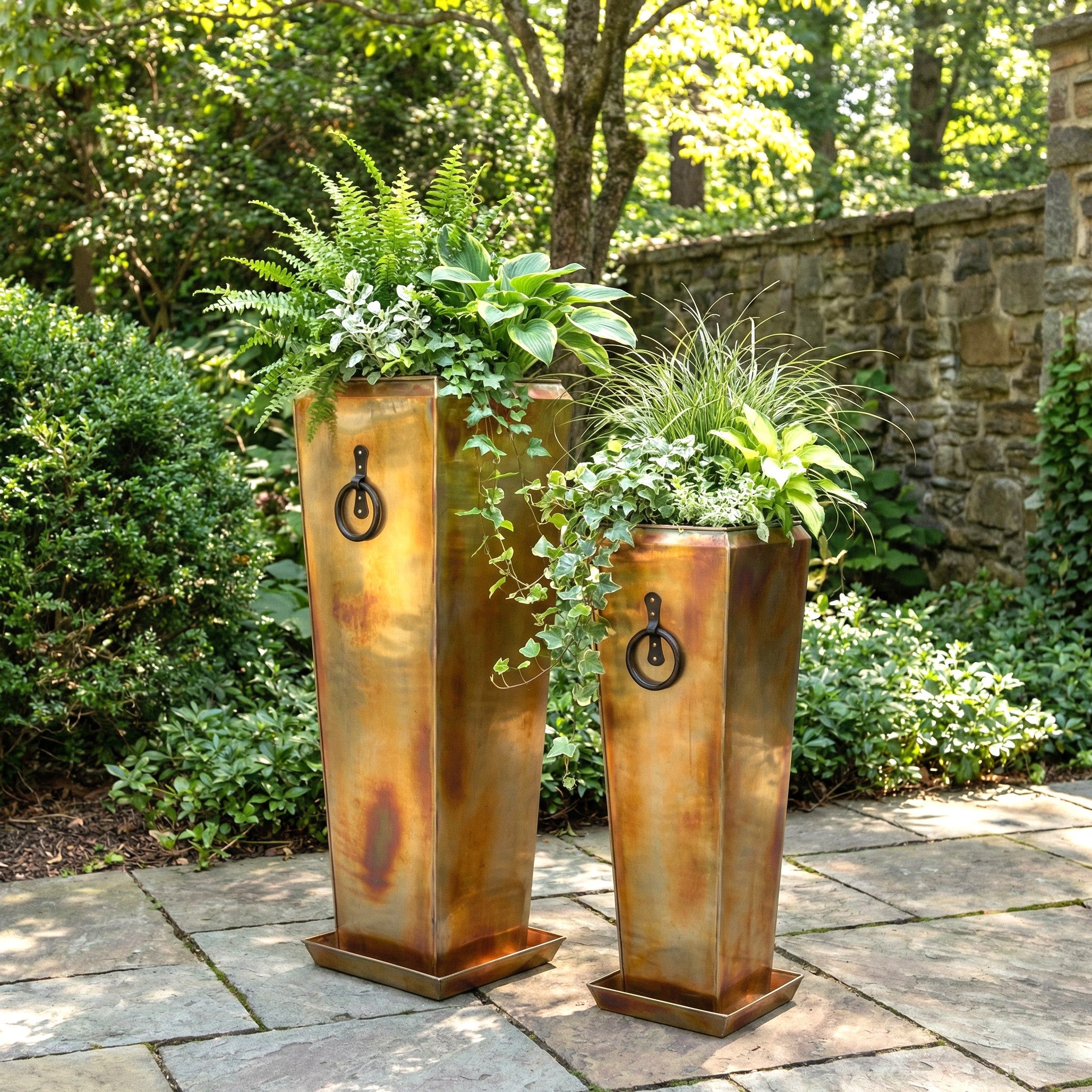 tall narrow plants for pots Santa Fe Tall Planter Set | Rustic Copper Indoor Outdoor