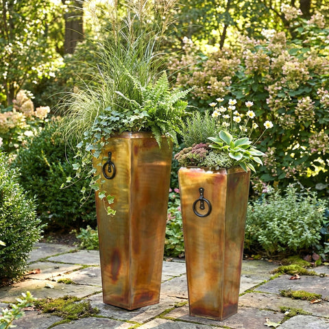 H Potter Santa Fe Tall Outdoor Planters Copper Large and Small