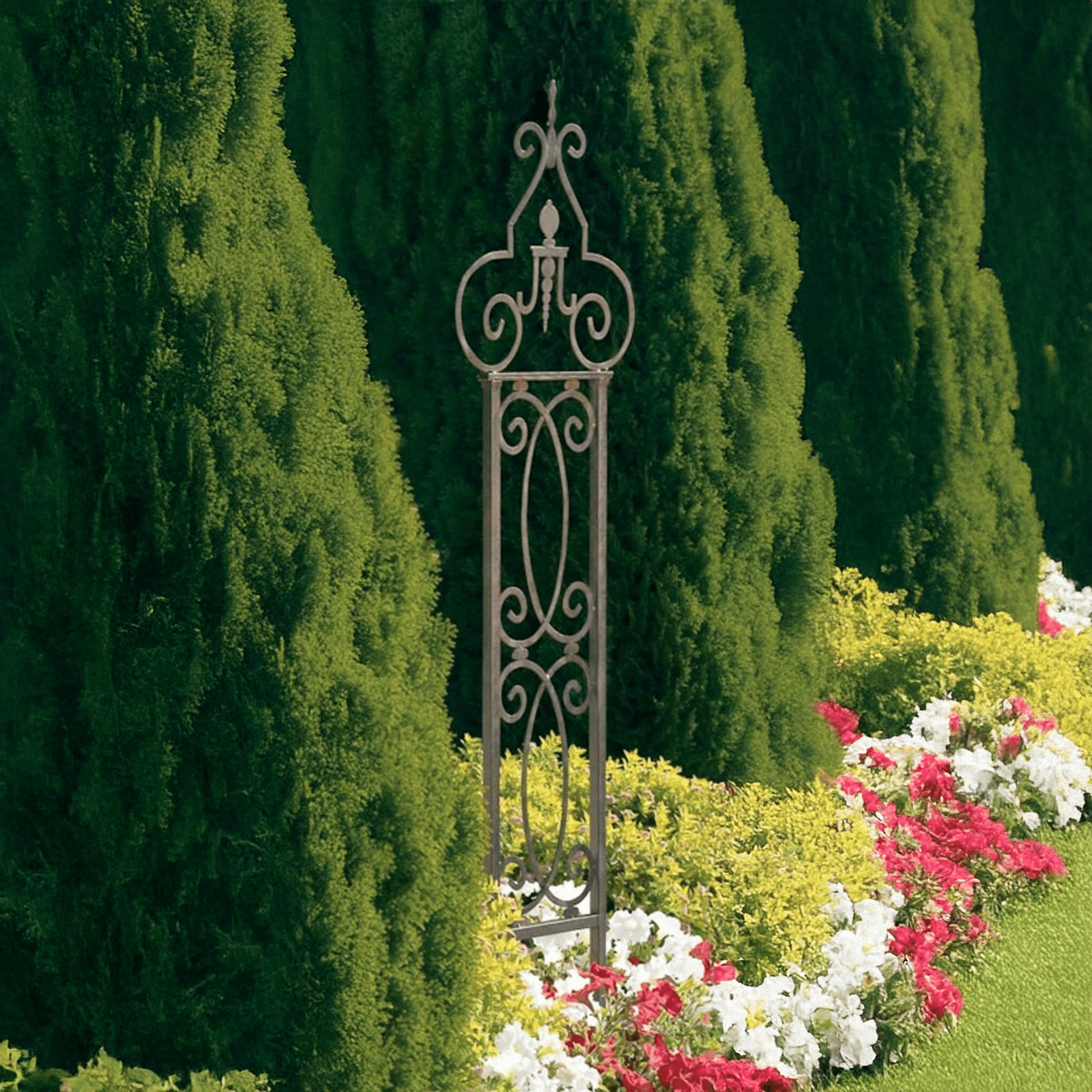 H Potter single-panel metal garden trellis screen in charcoal brown finish, designed for climbing vines and outdoor décor