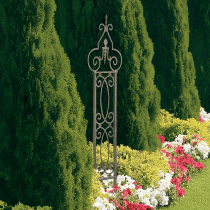 H Potter single-panel metal garden trellis screen in charcoal brown finish, designed for climbing vines and outdoor décor