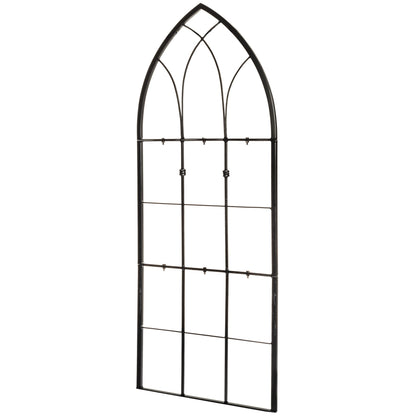 Side view of H Potter gothic wrought iron garden trellis showing frame depth and sturdy construction