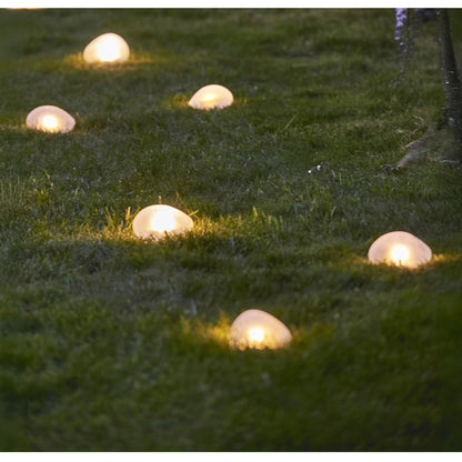 H Potter Solar Glass Riverstone Rock Light – Warm LED Outdoor Garden Accent (Large or Small)