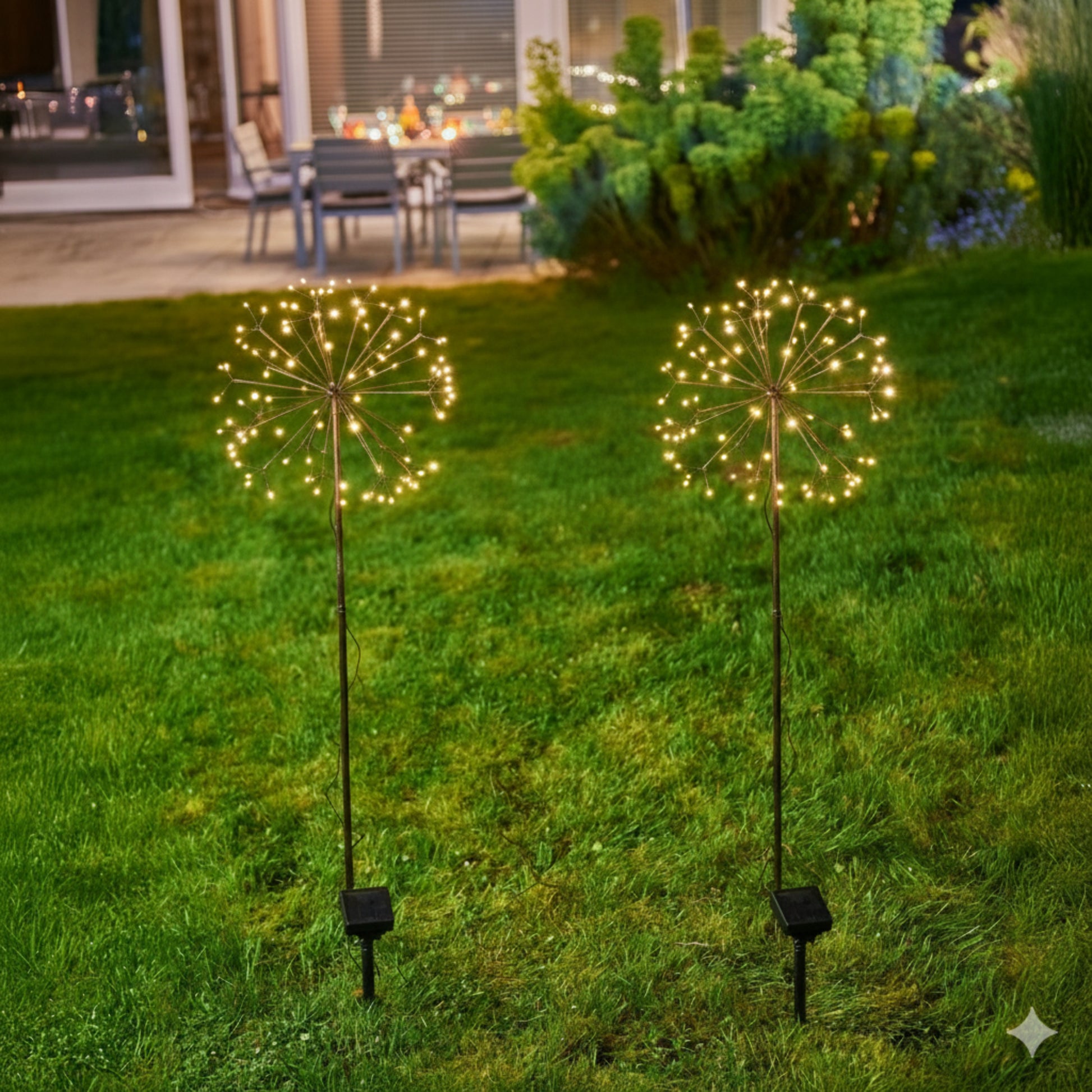 h potter solar garden blooms in backyard set of 2