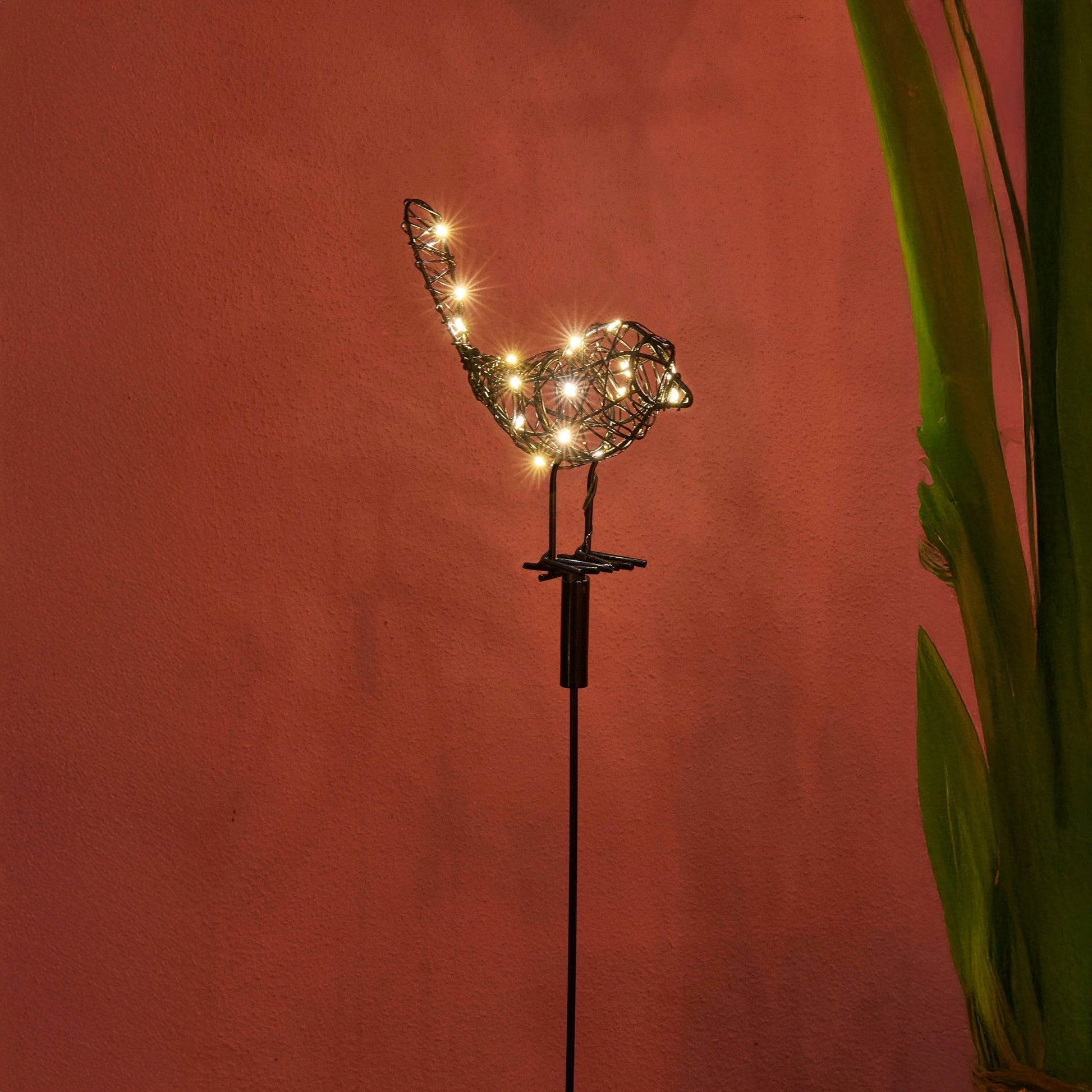 h potter solar sparrow staked with metal bird with led