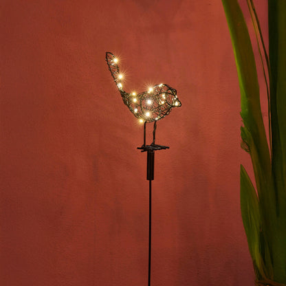 h potter solar sparrow staked with metal bird with led