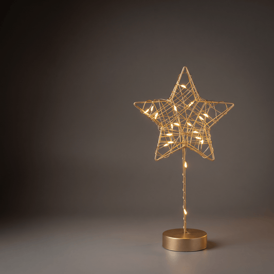 H Potter gold LED Christmas star tabletop light with 20 warm white LEDs