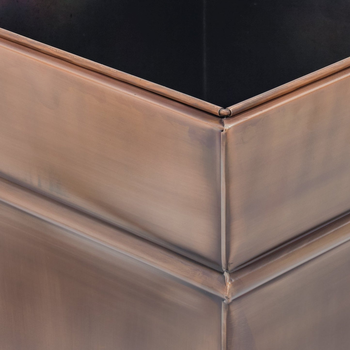 H Potter tall copper planter corner view