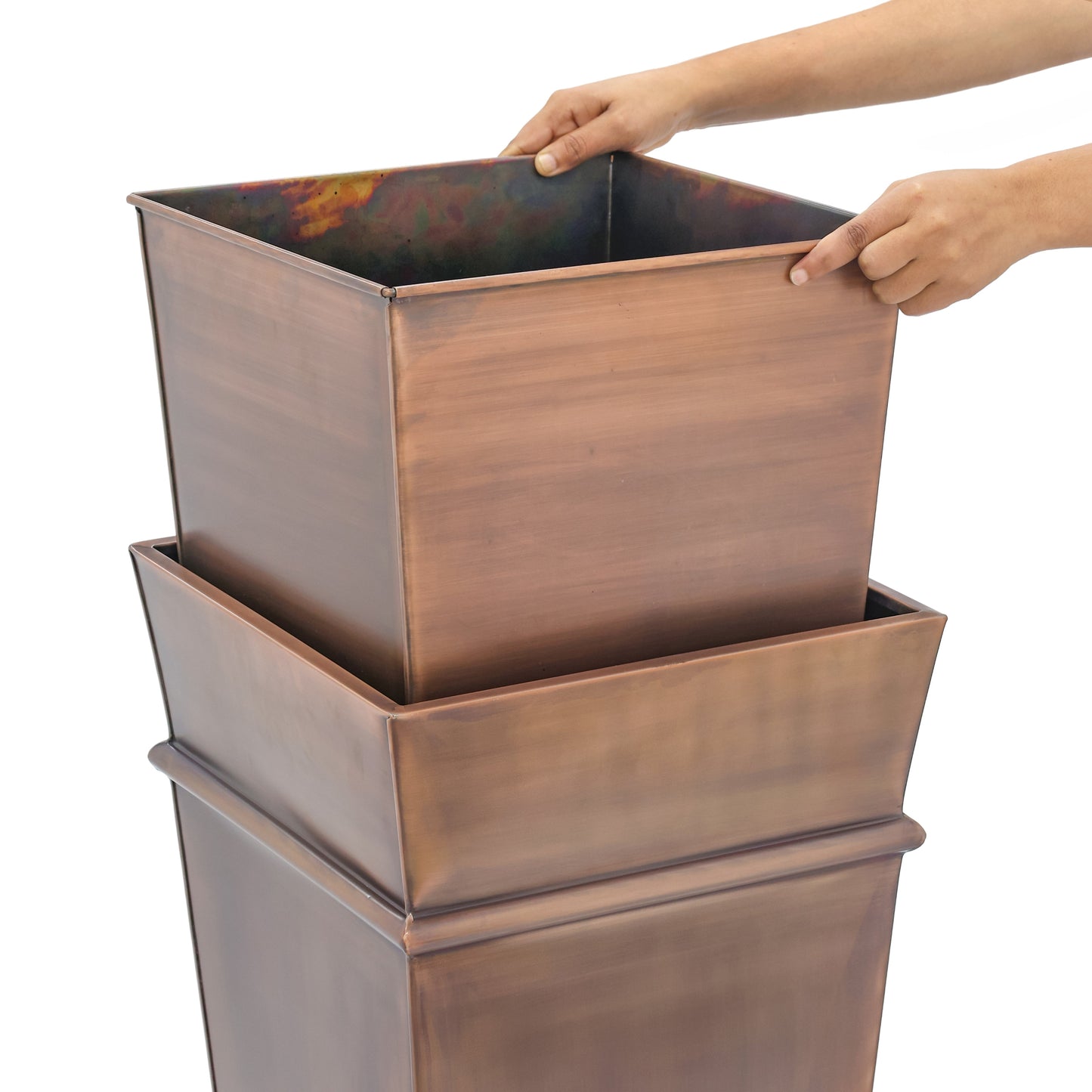 copper colored plant pots Tall Antique Copper Planter