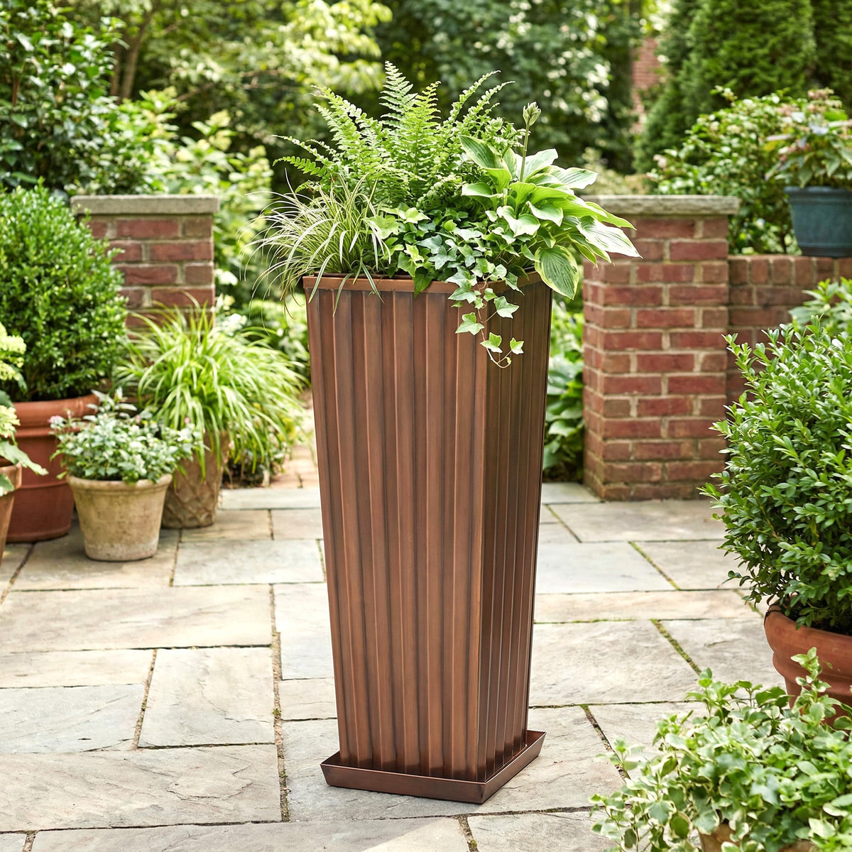 H Potter Kensington Planter Set | 29" & 36" Antique Copper Indoor Outdoor Planters