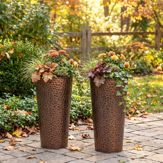 H Potter Hand Hammered Planter Set GAR684