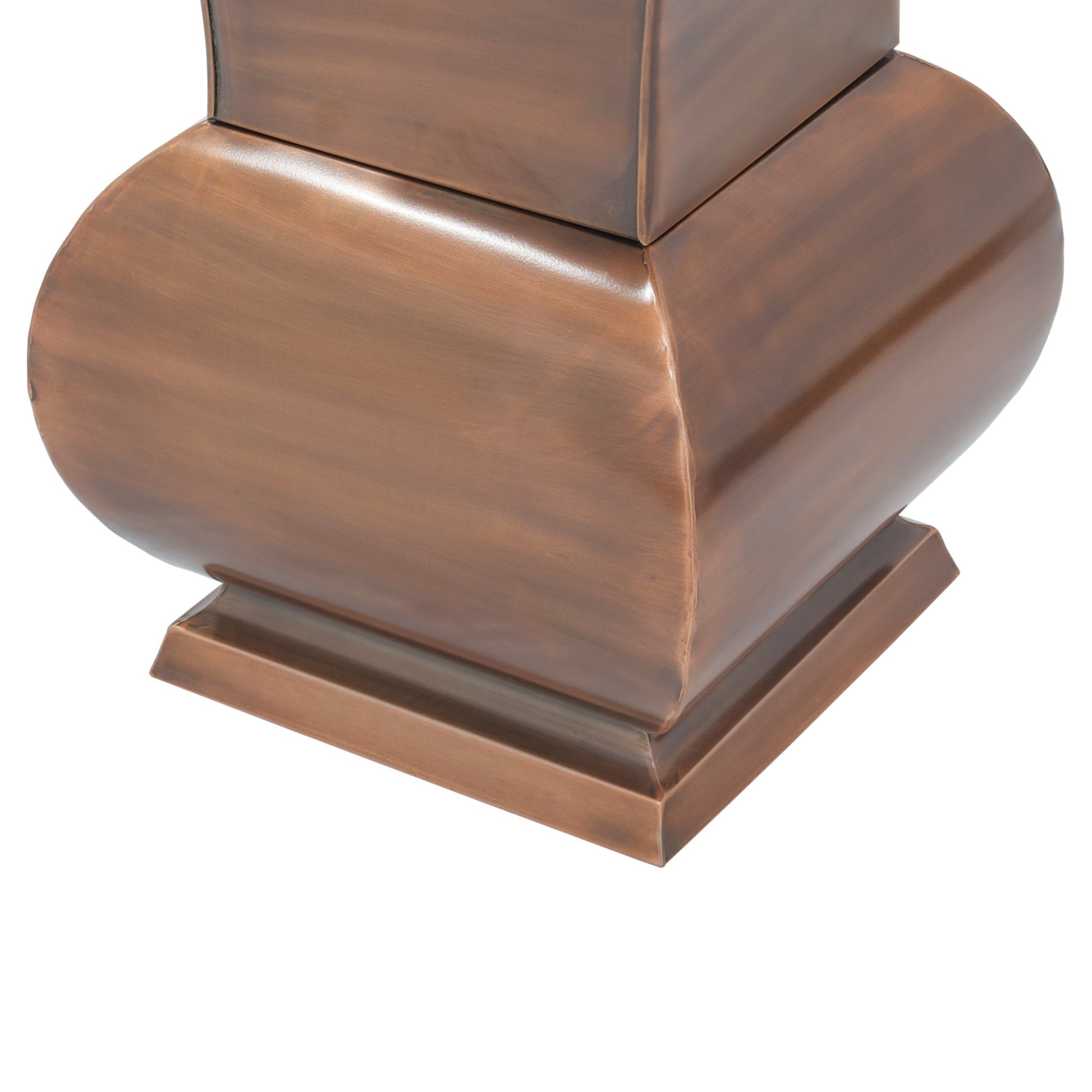 Base view of H Potter tall copper garden urn planter 