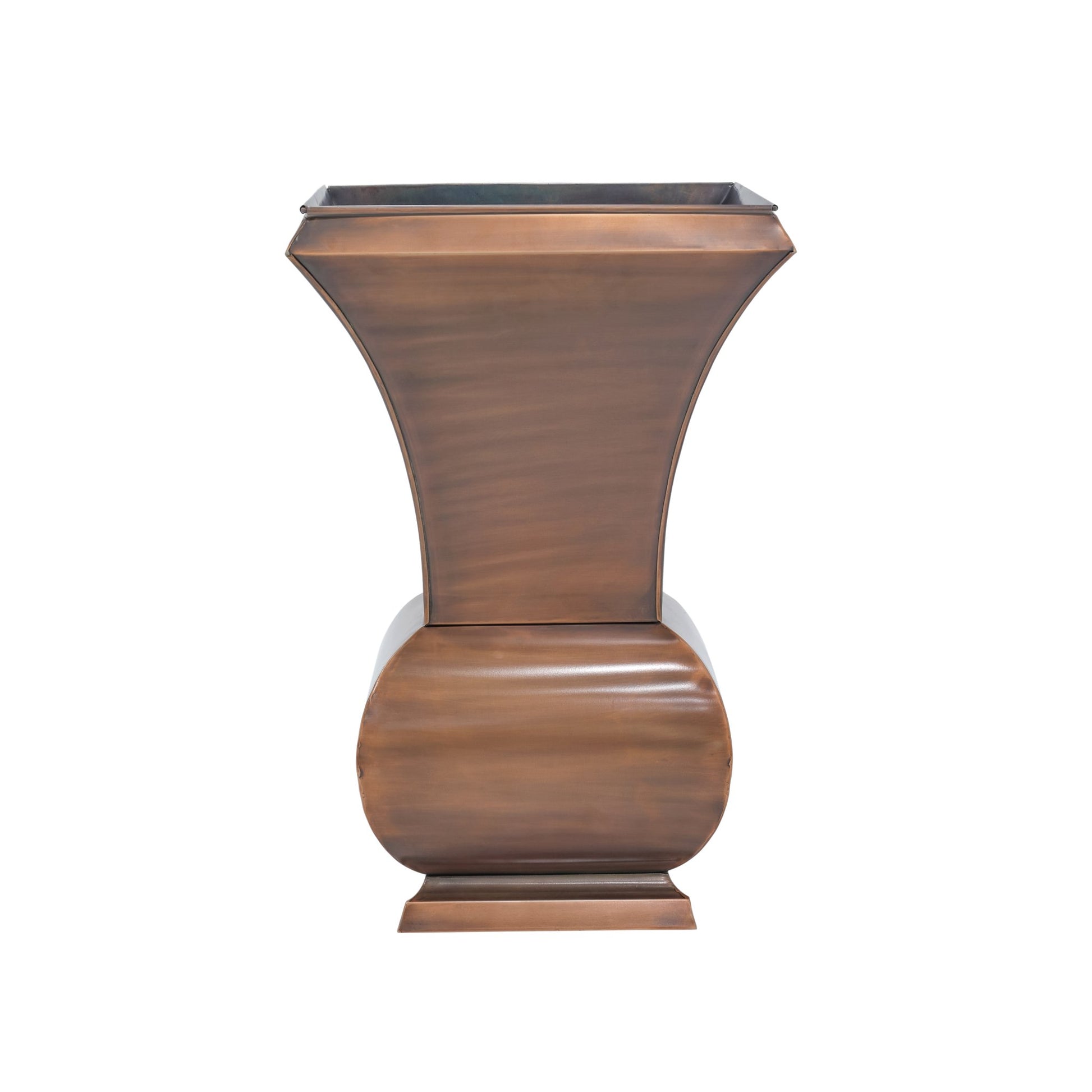 H Potter tall copper garden urn planter frontal view on white