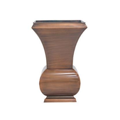 H Potter tall copper garden urn planter frontal view on white
