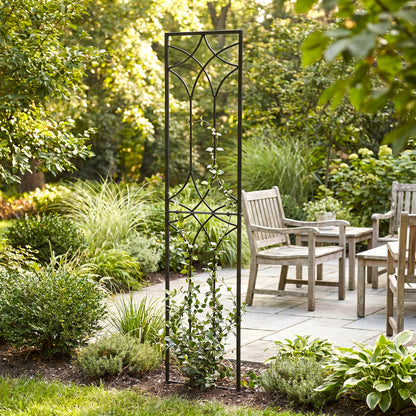 metal and wood trellis H Potter Tall Geometric - Freestanding Metal Garden Trellis - Black Finish