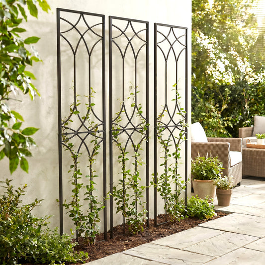 H Potter Tall Geometric Garden Trellises outside home