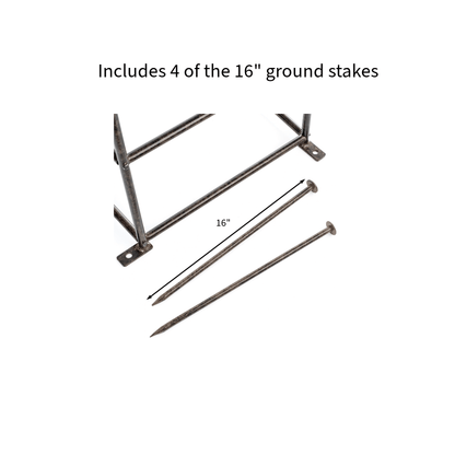 ground anchor stakes included with metal rose obelisk trellis