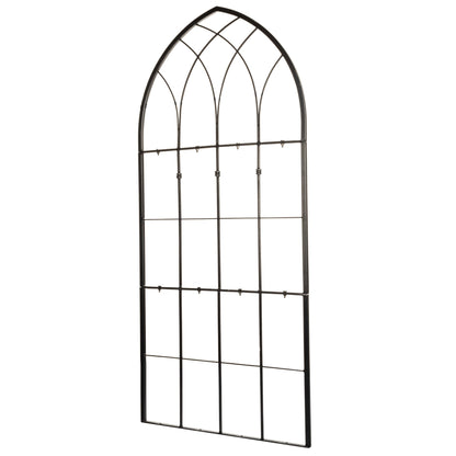 Side view of H Potter gothic wrought iron garden trellis showing frame depth and sturdy construction