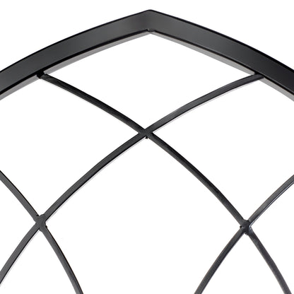 Close-up of top gothic arch on H Potter wrought iron trellis, pointed arch and ironwork detail