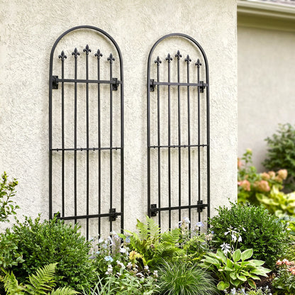 H Potter Verona Wall trellis set on stucco house above landscaping