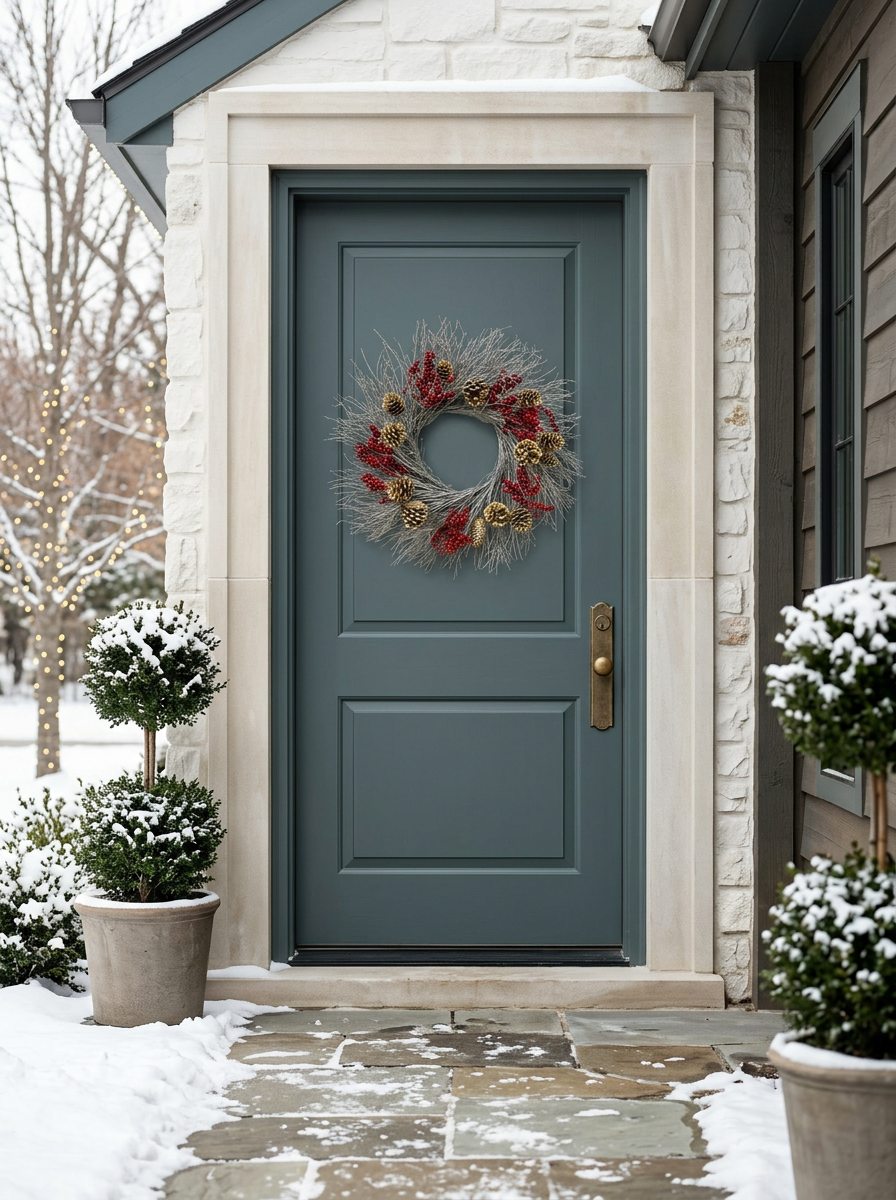 H Potter Winterberry & Gold Dried Holiday Wreath – Indoor/Outdoor