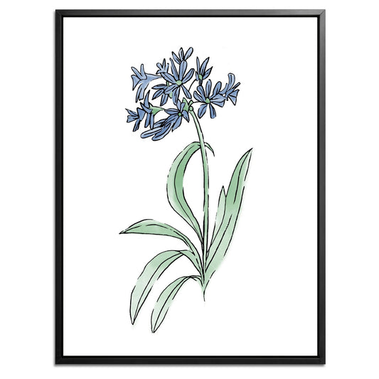Blue Flower Botanical Fine Art Print by H Potter