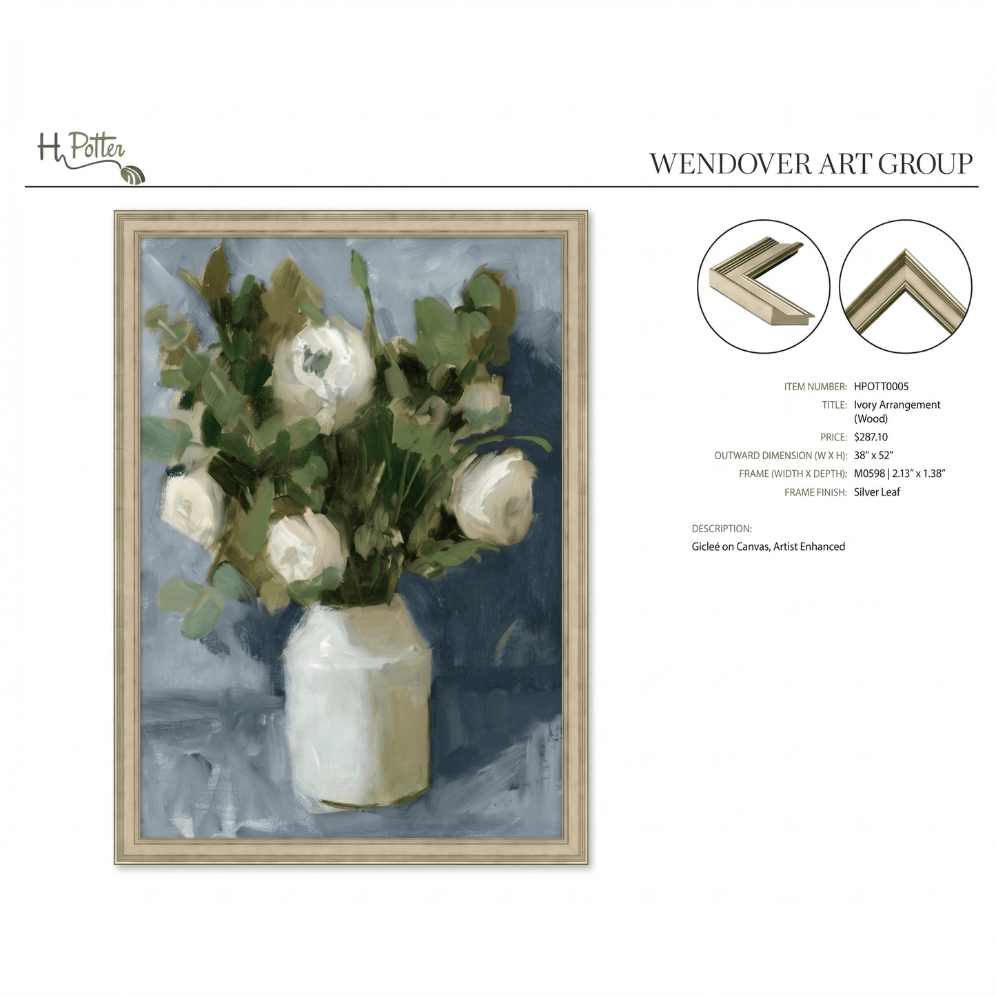 H Potter Ivory Arrangement Canvas Wall Art