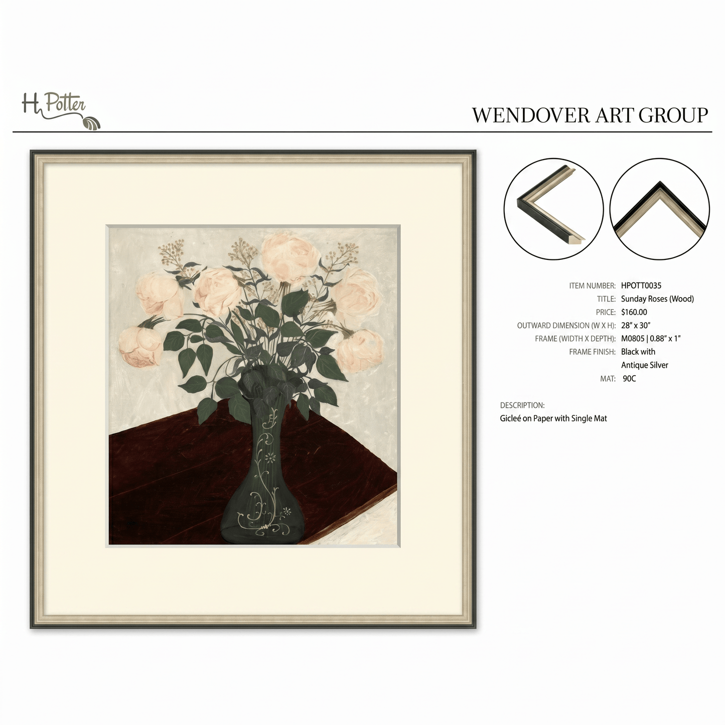 H Potter Sunday Roses Canvas Wall Art