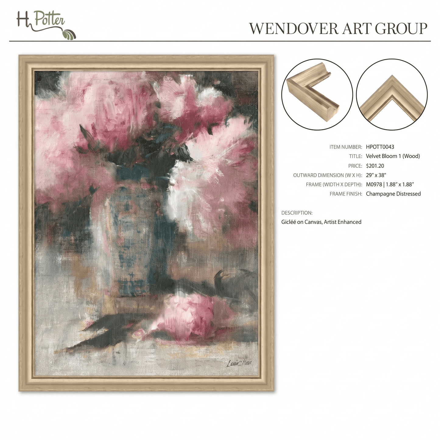 H Potter Velvet Bloom 1 Canvas Wall Art