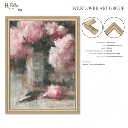 H Potter Velvet Bloom 1 Canvas Wall Art