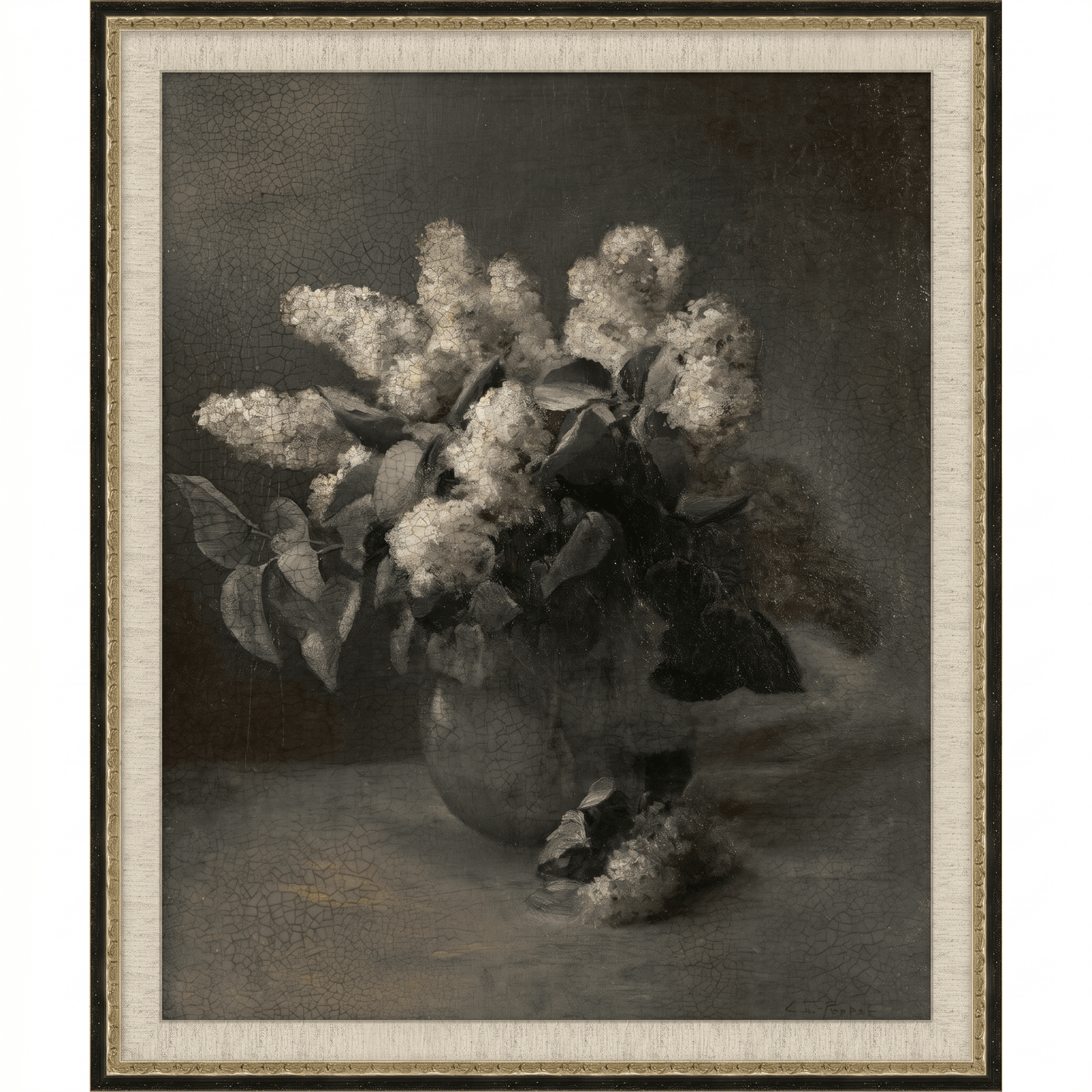 H Potter Floral In Low Light Canvas Wall Art