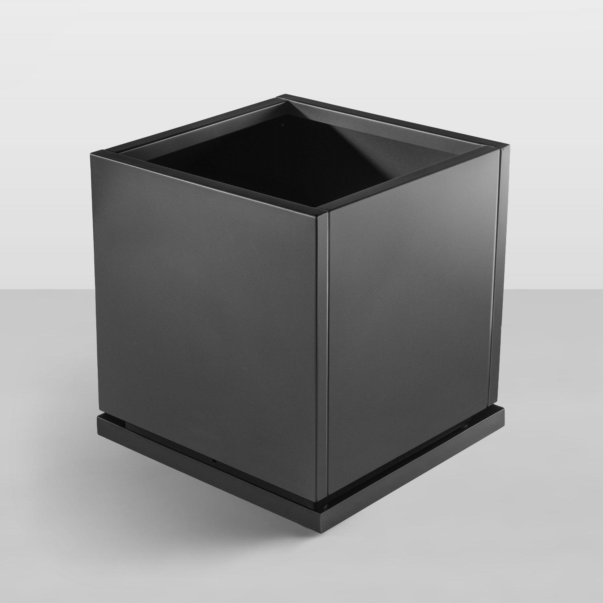 h potter grey square planter angle view on white