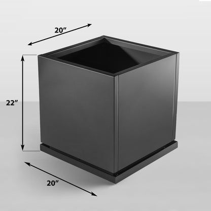 20 inch square plastic planter H Potter 20" Gray Square Metal Planter with Drip Tray