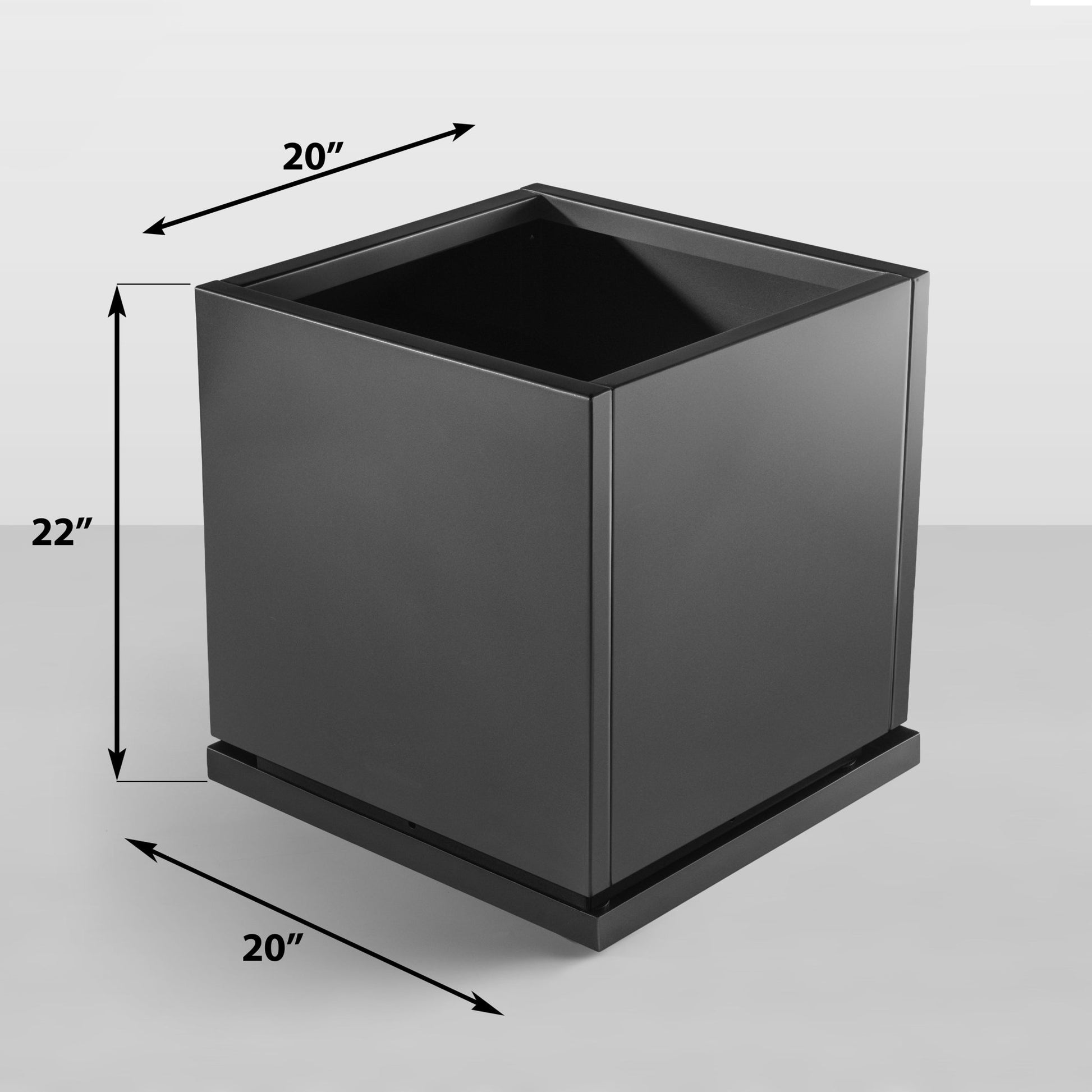 dark grey square plant pots H Potter 20" Gray Square Metal Planter with Drip Tray