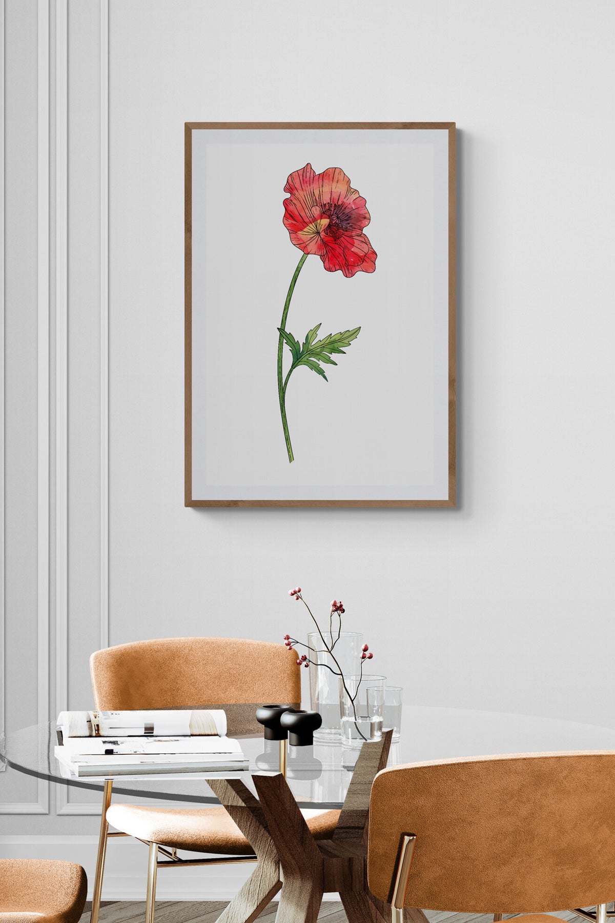 Poppies Set Botanical Fine Art Print by H Potter